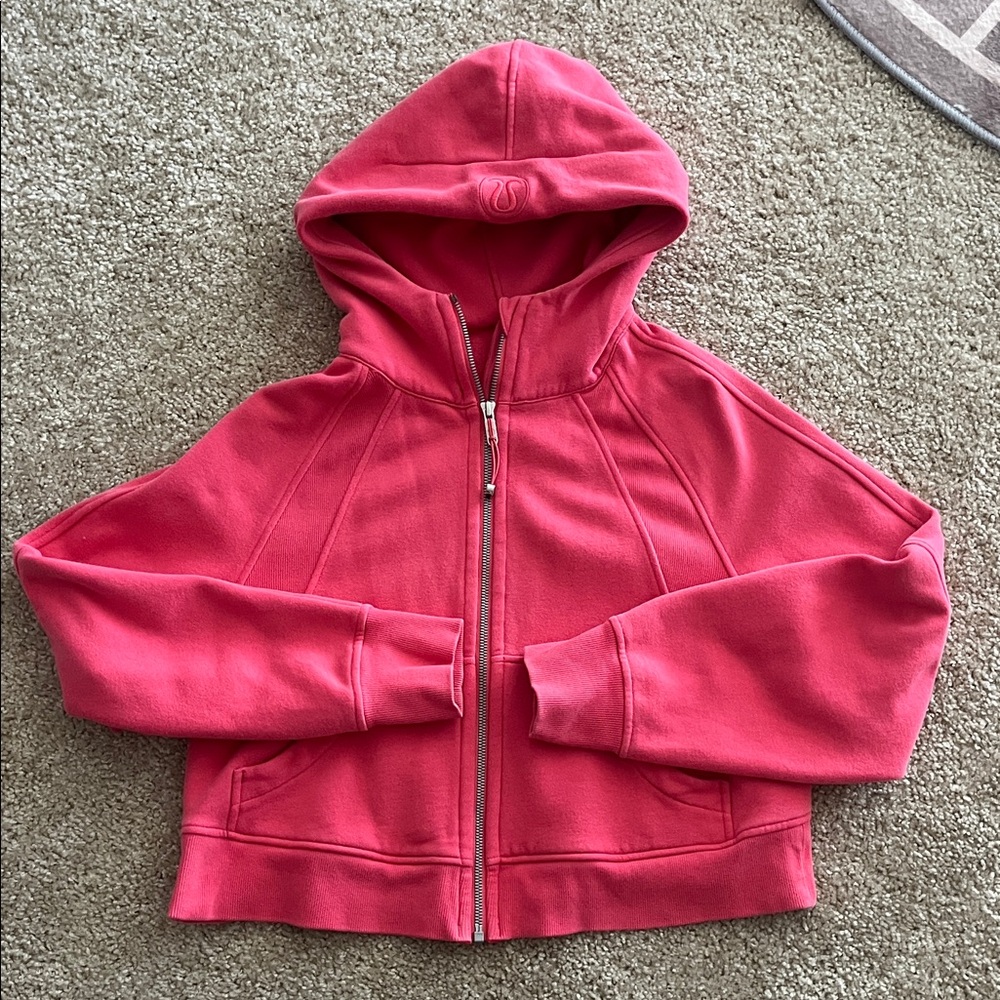 Lululemon Deep Coral Scuba Cropped Hoodie